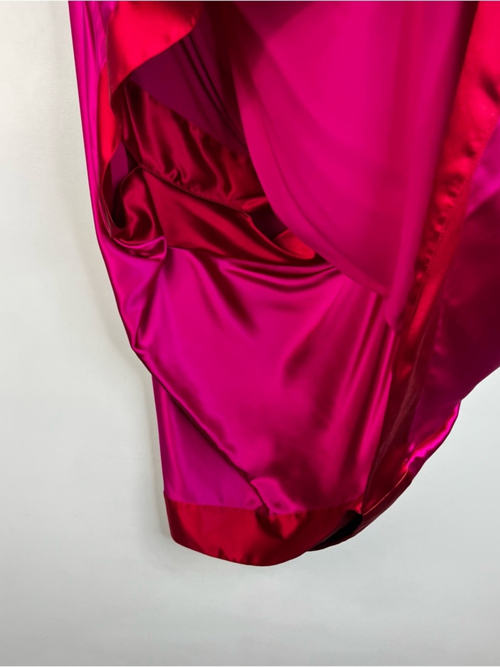Ports 1961 Y2K archival pure silk draped cowl neck fuschia red batwing dress 6 - Picture 8 of 17